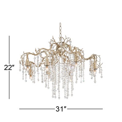 Champagne Silver Branches Chandelier with Clear Crystal Strands