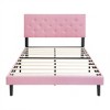 NicBex Full Upholstered Bed Frame with Button Tufted Headboard,Linen Platform Bed Frame with Wood Slats Support,No Box Spring Needed,Pink - 4 of 4