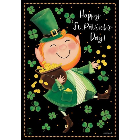 Briarwood Lane Lucky Gold Leprechaun St Patricks Day Garden Flag - 12.5" x 18" - Irish Garden Flag - Celtic Garden Flag - Saint Patricks Day Garden Fl - image 1 of 4