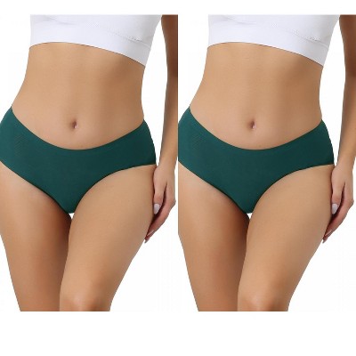 Allegra K Women's Mid-Waist Invisible Stretchy Breathable Full Coverage Briefs 2 Packs