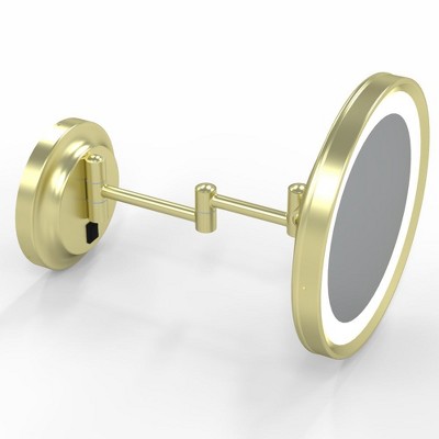 Brushed Brass LED Round Arm Wall Mirror with Switchable Light