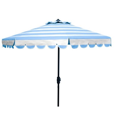 Maui Single Scallop Striped 9Ft Crank Push Button Tilt Umbrella - PAT8011 - Safavieh