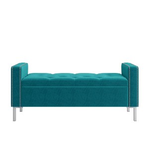 HL Home Furnishings,Square Arm Tufted Storage Ottoman - 1 of 4