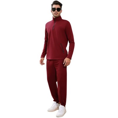 WhizMax Men's Half-Zip Golf Sportswear 21-Piece Hooded Tracksuit for Casual Running Sports Set