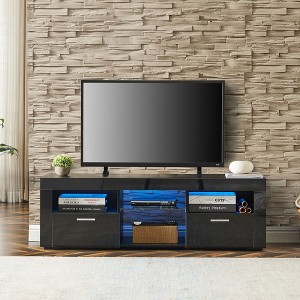 NicBex Modern TV Stand Contemporary High Glossy Front TV Console with LED Lights for Living Room, Bedroom - 1 of 4