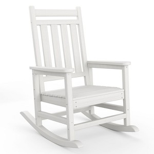 Adirondack Outdoor Rocking Chair - All Weather HDPE Plastic, Wide Armrests, Classic Fire Pit Chair, Easy to Install, Supports 380LBs - 1 of 4
