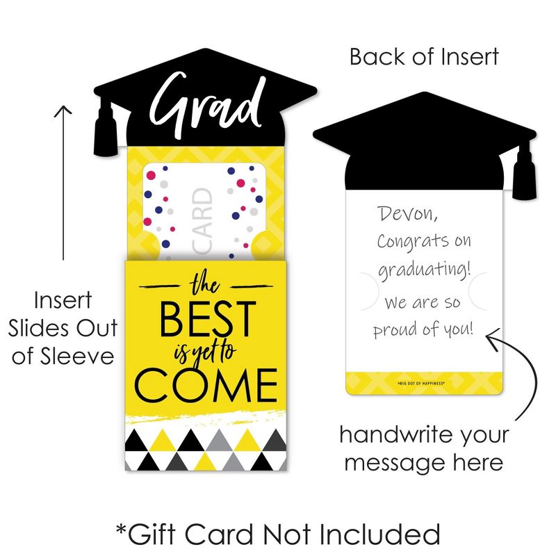 Big Dot of Happiness Yellow Grad - Best is Yet to Come - Yellow Graduation Party Money and Gift Card Sleeves - Nifty Gifty Card Holders - Set of 8, 5 of 8