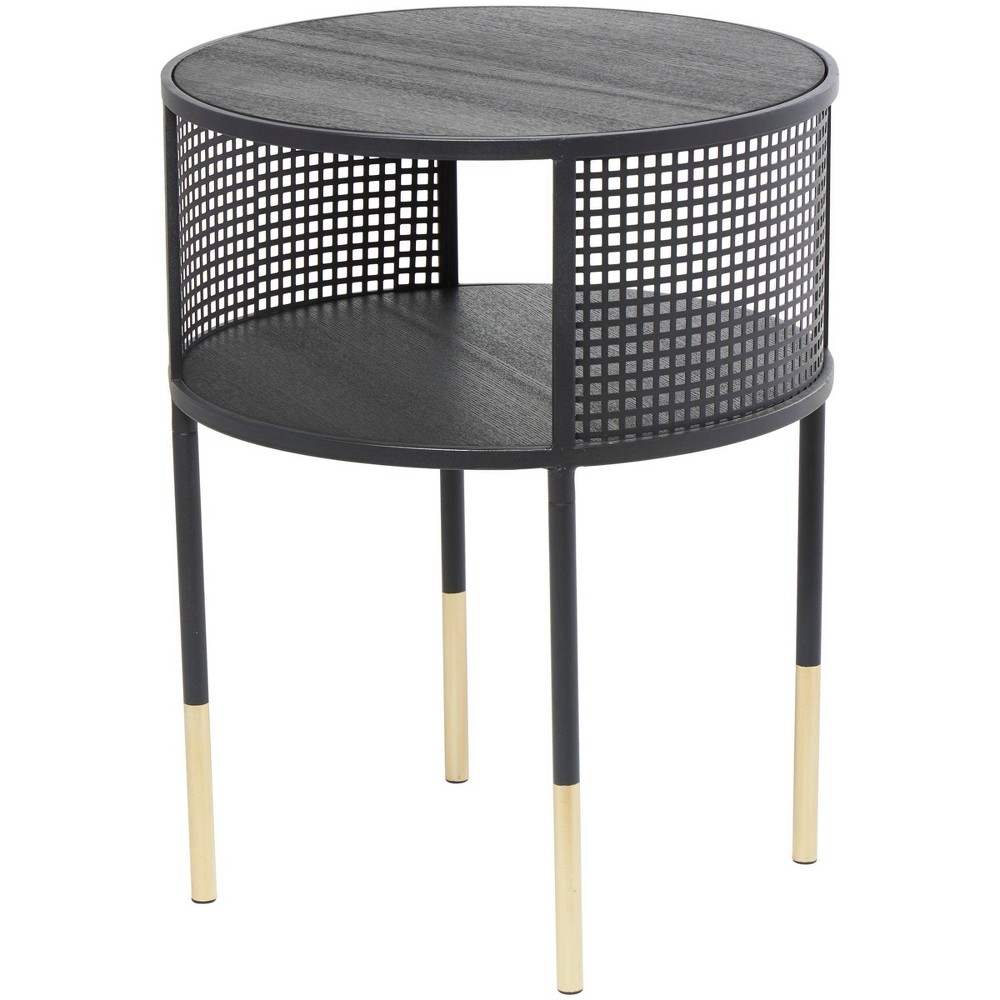 Photos - Coffee Table Olivia & May Metal Open Grid Frame 1 Shelf Accent Table: Round, No Assembly, Indoor Use