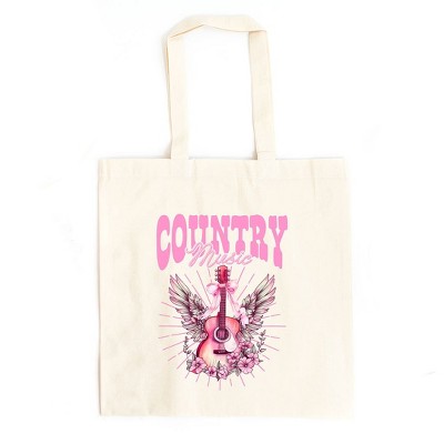 City Creek Prints Coquette Country Music Canvas Tote Bag - 15x16 - Natural