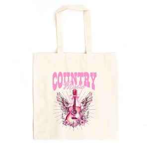 City Creek Prints Coquette Country Music Canvas Tote Bag - 15x16 - Natural - 1 of 2