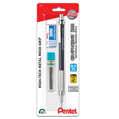 Auto Drafting Pencil 0.7mm with Lead + Eraser Blue Barrel - Pentel: Mechanical Pencils, Stationery, Pocket Clip, Latex-Free