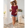 INSPIRE CHIC Women's Maternity Top Short Sleeve Crewneck Wrinkle Design Blouse Waist Tiered Pregnancy T-Shirt - 3 of 4