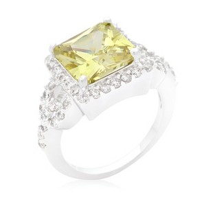 Slickblue Stunning Halo Princess Cut Cocktail Ring, 3.8 Ct in Aqua Blue, Emerald Green & Peridot Yellow, Sizes 5-10 - 1 of 4