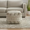 HomeRoots 18" Ivory and Natural Cotton And Wool Striped Pouf Ottoman - 2 of 4
