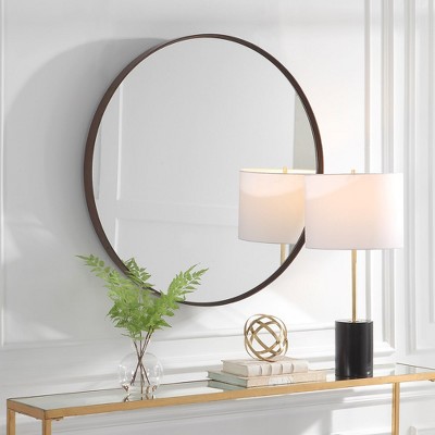 Eden 36" Dark Mahogany Round Wood Mirror