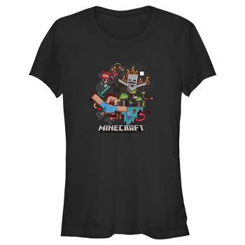 Juniors Womens Minecraft Steve and Skeleton T-Shirt