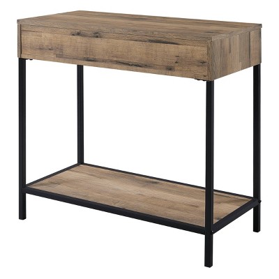 Quinton 47" Salvage Oak Brown Wood and Metal Console Table with Storage