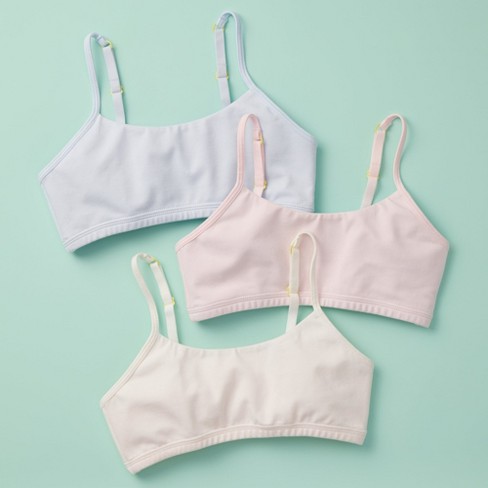 Yellowberry Girls' 3PK Best Cotton Starter Bras with Convertible Straps -  XX Large, Cloud Paint