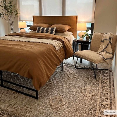Agoo 5'3" x 7' Gray and Cream High Pile Polyester Area Rug