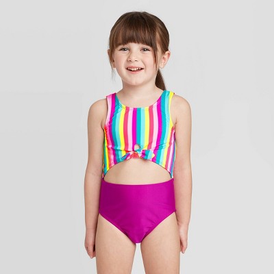 girls striped swimsuit