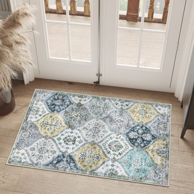 Area Rug, Rugs for Living Room, Washable Rug, Vintage Rugs for Entryway, Traditional Floor Cover, Thin Carpet, Kitchen Distressed Non Slip Mat