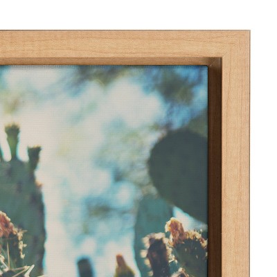 Natural Framed Desert Prickly Pear Cactus Canvas Print