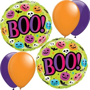 LoonBalloon 21" Halloween Boo Foil Balloon with 4 Latex Balloons – Spooky Party Decoration Set - 1 of 4