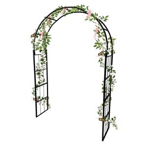 Metal Garden Arch Trellis, Wedding Arch Flowers Frame Backdrop Stand, Garden Arch Arbor for Climbing Plants, Metal Archway for Party Decor - 1 of 4