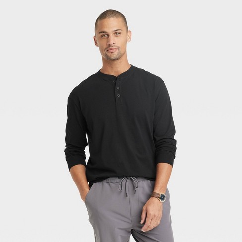 Men's Long Sleeve Henley Shirt - Goodfellow & Co™ Black Xxl : Target