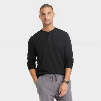 Men's Long Sleeve Henley Shirt - Goodfellow & Co™ Black XXL
