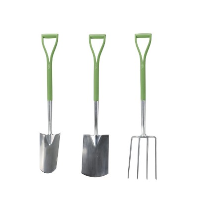 Martha Stewart MTS-DGT3 Stainless Steel Garden Digging Tool Set with Shovel, Garden Fork and Transplanting Spade | 40-Inch.