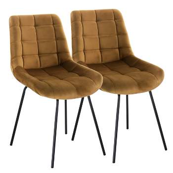 Elama 2 Piece Tufted Chair in Brown with Metal Legs