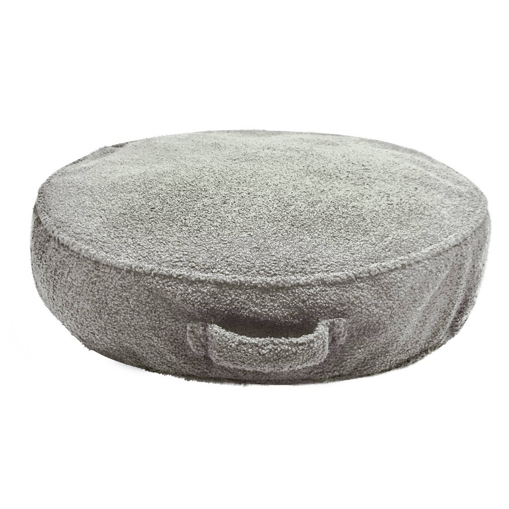 Photos - Pillow 24" Oversized Faux Shearling Gusseted Round Throw  Cover Gray - Edie