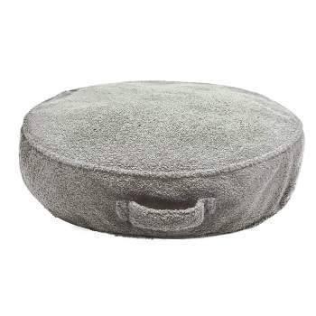 24" Oversized Faux Shearling Gusseted Round Throw Pillow Cover Gray - Edie@Home
