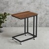 C Shaped End Table TV Tray End Table, C Shaped TV Tray With Metal Frame Rolling Casters TV Tables For Living Room For Eating Bed Table Tray - 3 of 4