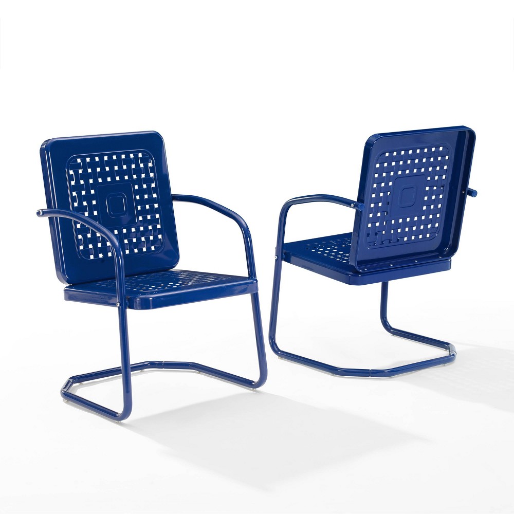 Photos - Garden Furniture Crosley Bates 2pk Outdoor Metal Chairs - Navy  