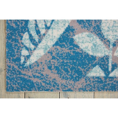 Blue Floral Synthetic 5' x 7' Indoor/Outdoor Area Rug