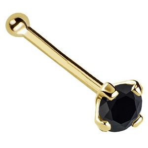 Jewelry Avalanche 22G 14K Gold Ball-end Nose Stud with Black Diamond - 1 of 2