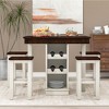 Farmhouse 5-pieces Counter Height Dining Sets Wood Table with 3-Tier Adjustable Storage Shelves, Wine Racks and 4 Stools-ModernLuxe - image 2 of 4