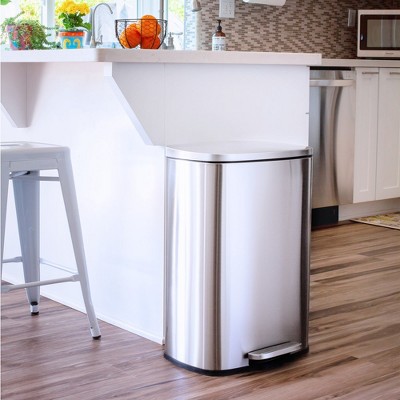 50L Silver Stainless Steel Rectangular Step-On Trash Can