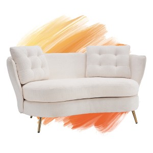 TiramisuBest Polyester fiber Loveseat Sofa Upholstered Couch with Golden Metal Legs Club Two-Seat Sofa for Living Reading Room Bedroom Apart - 1 of 4