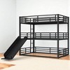 Full Over Full Over Full Triple Bunk Bed with Slide, Heavy-Duty Metal Frame and Safety Guardrails, Noise-Reduced Design,kids bed - 3 of 4