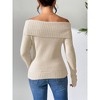 Womens Off Shoulder Knit Sweater Fitted Long Sleeve Elegant Pullover Sweater Tops - 3 of 3