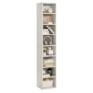 8-Tier Tall Narrow Bookshelf with Adjustable Shelves, 71" Freestanding Wooden Bookcase - 1 of 4
