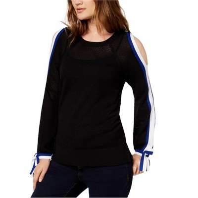 I.N.C International Concepts Womens Cold-Shoulder Pullover Sweater, Black, Medium