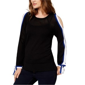 I.N.C International Concepts Womens Cold-Shoulder Pullover Sweater, Black, Medium - 1 of 1
