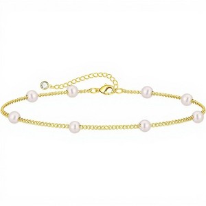 Anna-Kaci Women's Pearl Beaded Chain Bracelet with Adjustable Clasp Design - Gold - 1 of 4