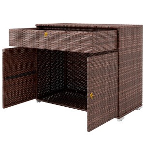 Aghana Digitals Mixed Brown Outdoor PE Rattan Storage Cabinet with Drawer & Magnet Doors for Pool, - 1 of 4