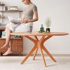 SEVOBAL Coffee Tables, Solid Round Coffee Table for 4 to 6 People with Intersecting Pedestal Base, Dining Table, Beige, 47.2"*47.2"*30.3" - 3 of 4