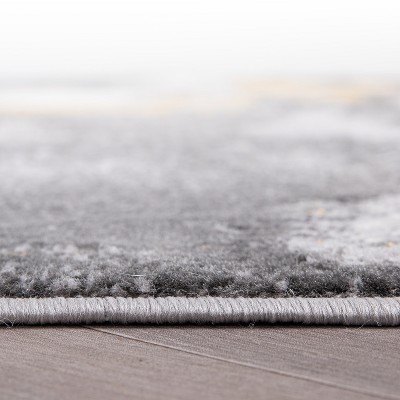 Brighton Yellow and Gray Abstract 5' x 7' Stain-Resistant Synthetic Area Rug